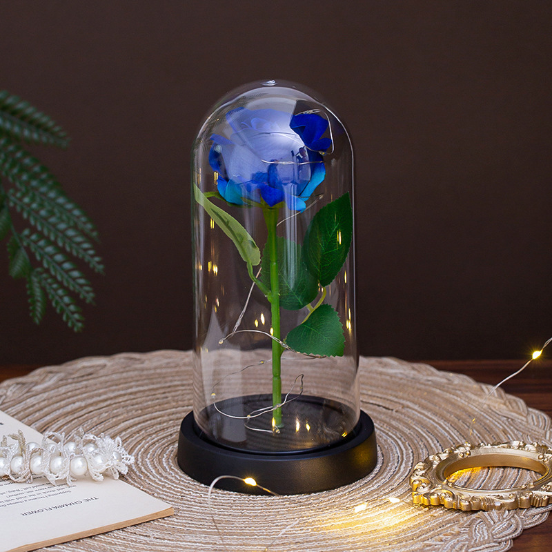 Wholesale Preserved Flower Light-Up Glass Domes | Artificial Rose LED Color-Changing Light Glass Domes | Valentine's Day and Christmas Gifts