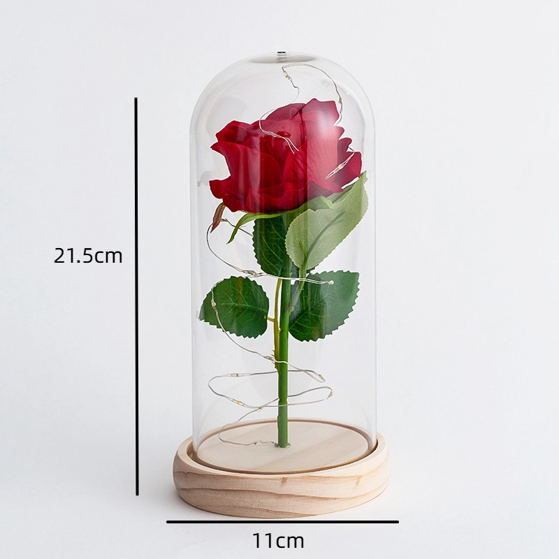 Wholesale Preserved Flower Light-Up Glass Domes | Artificial Rose LED Color-Changing Light Glass Domes | Valentine's Day and Christmas Gifts