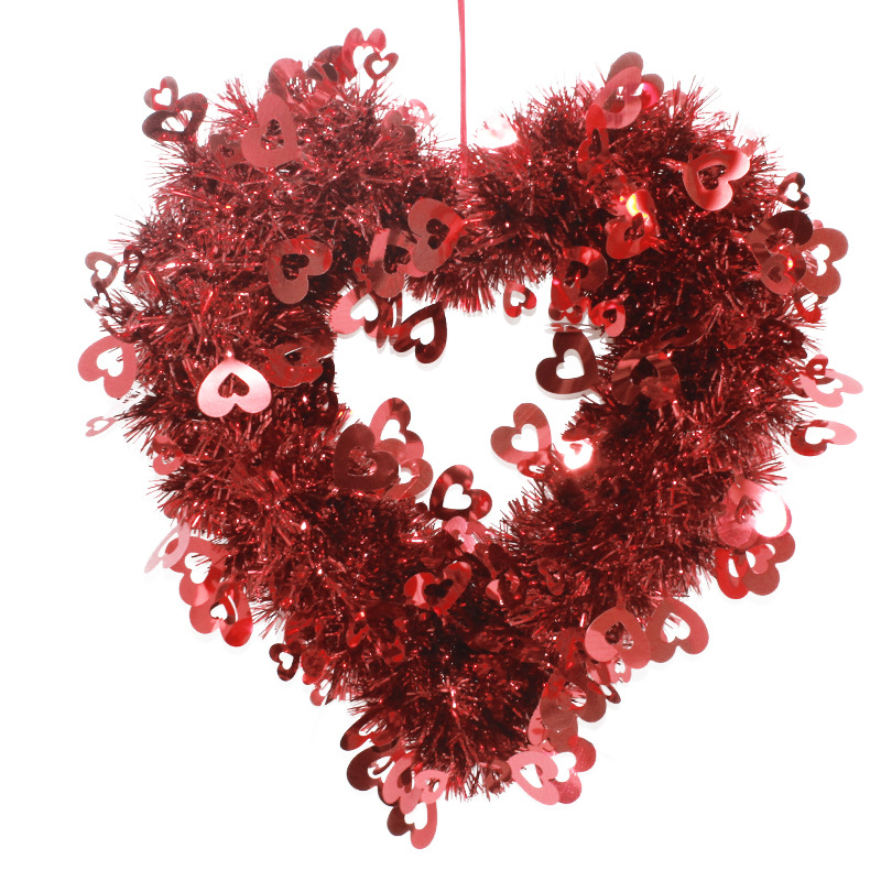 Valentine's Day Heart-Shaped Wreath Ornament—Front Door, Indoor, and Outdoor Wedding Decorations