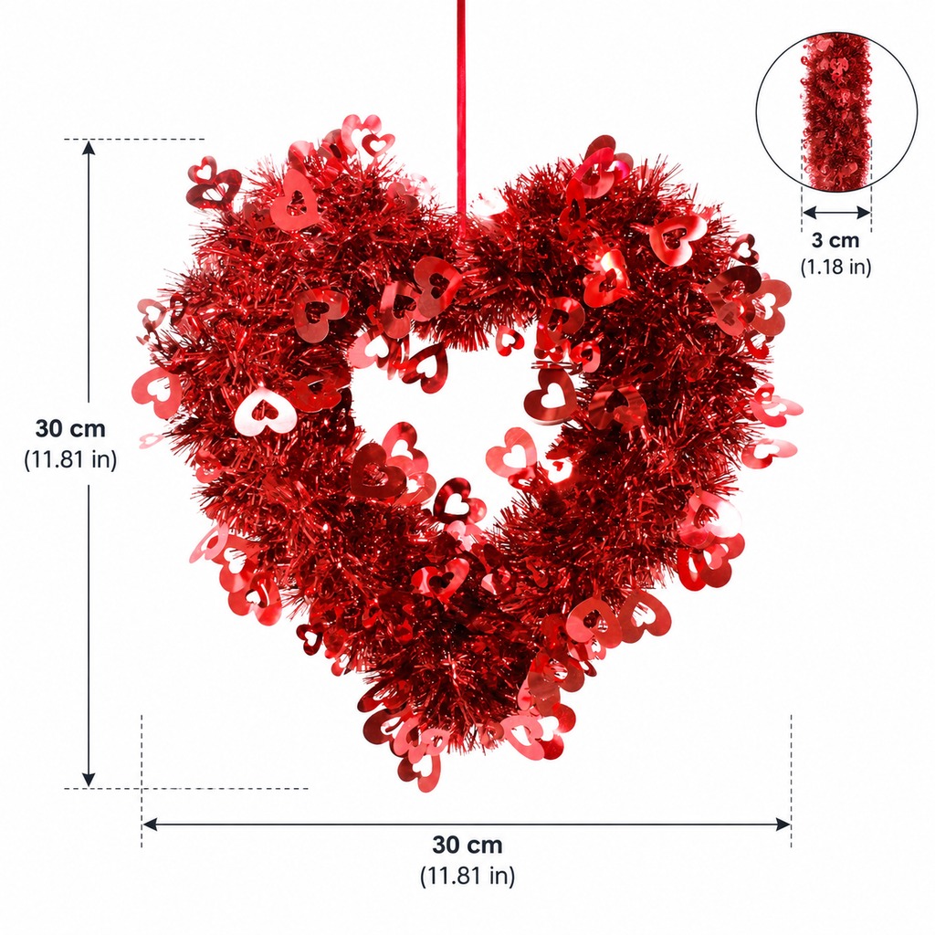 Valentine's Day Heart-Shaped Wreath Ornament—Front Door, Indoor, and Outdoor Wedding Decorations