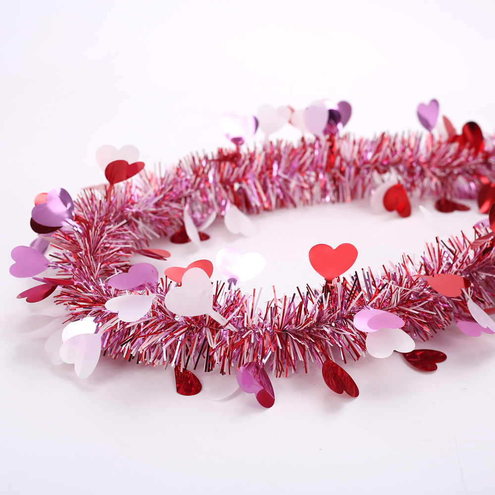 Valentine's Day Colorful Striped Heart-Shaped Tassel String, 6.5 Feet [2 m]