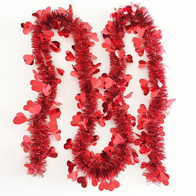 Valentine's Day Colorful Striped Heart-Shaped Tassel String, 6.5 Feet [2 m]