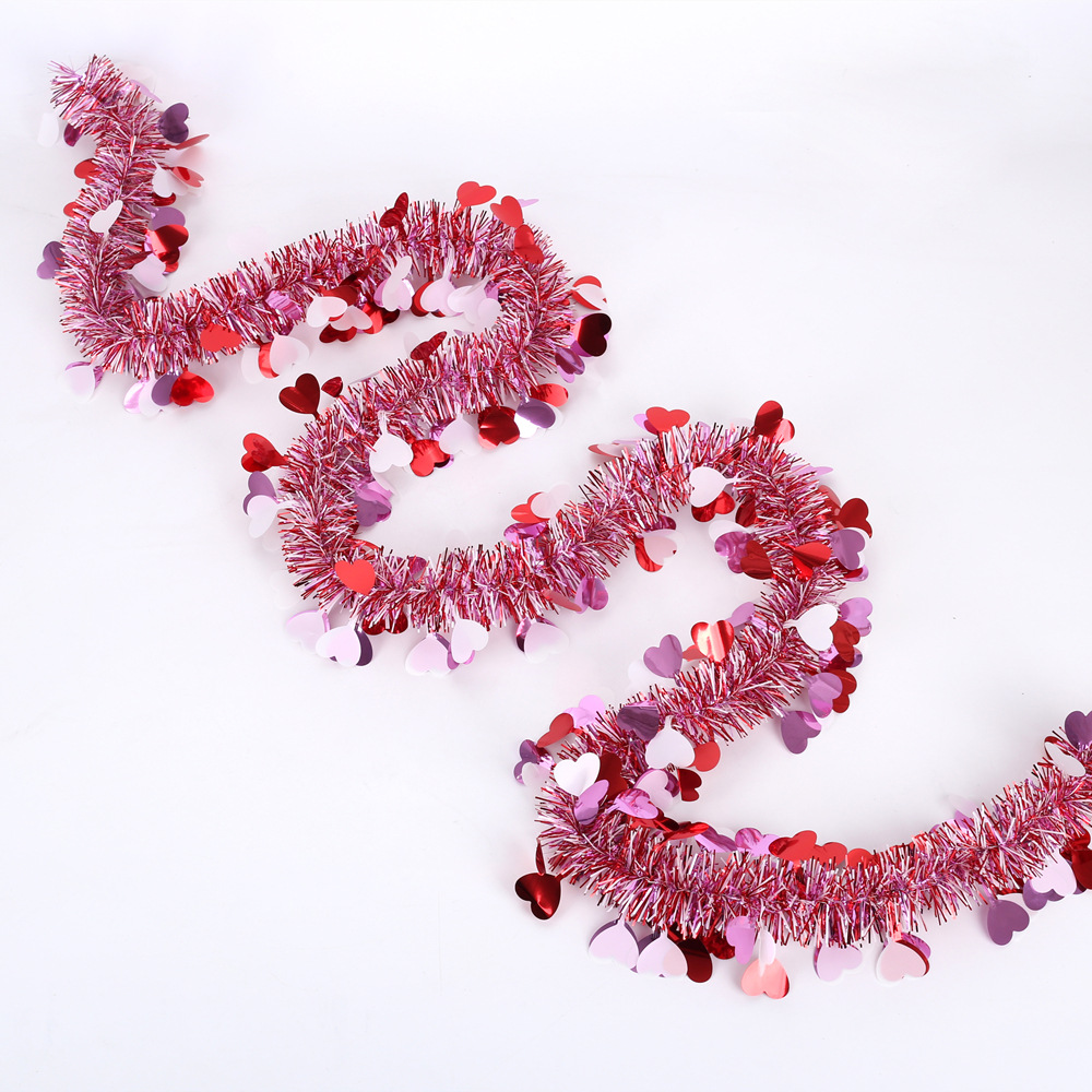 Valentine's Day Colorful Striped Heart-Shaped Tassel String, 6.5 Feet [2 m]