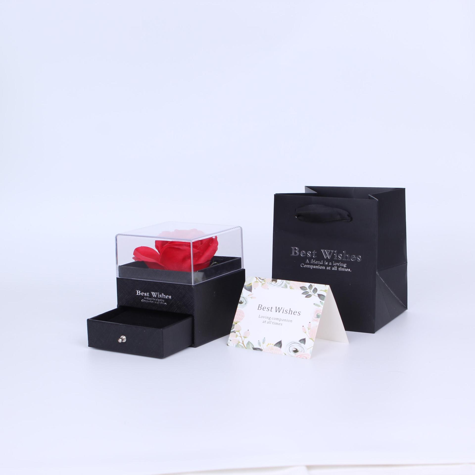 Valentine's Day Double-Door Rose-Shaped Lipstick and Jewelry Gift Set
