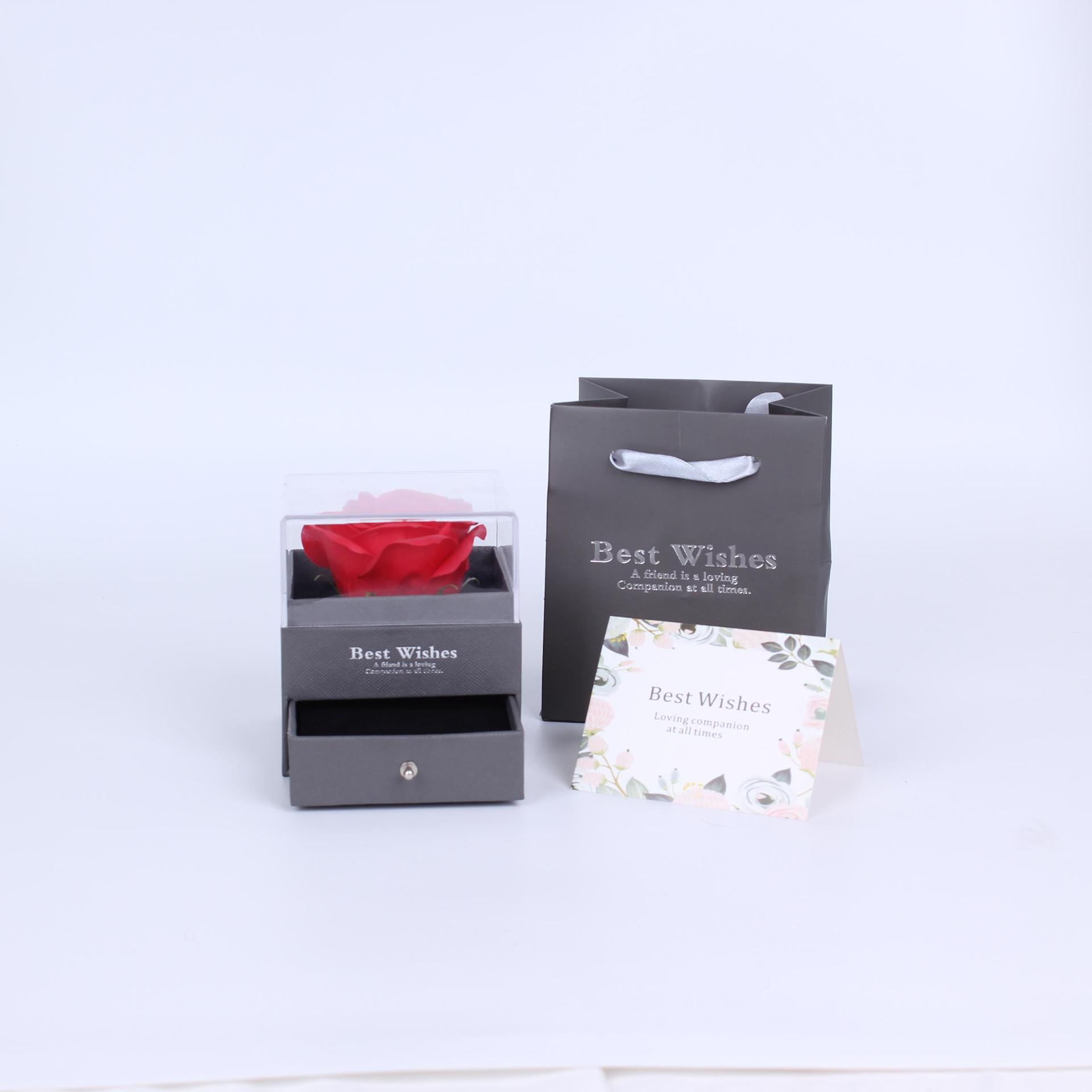 Valentine's Day Double-Door Rose-Shaped Lipstick and Jewelry Gift Set