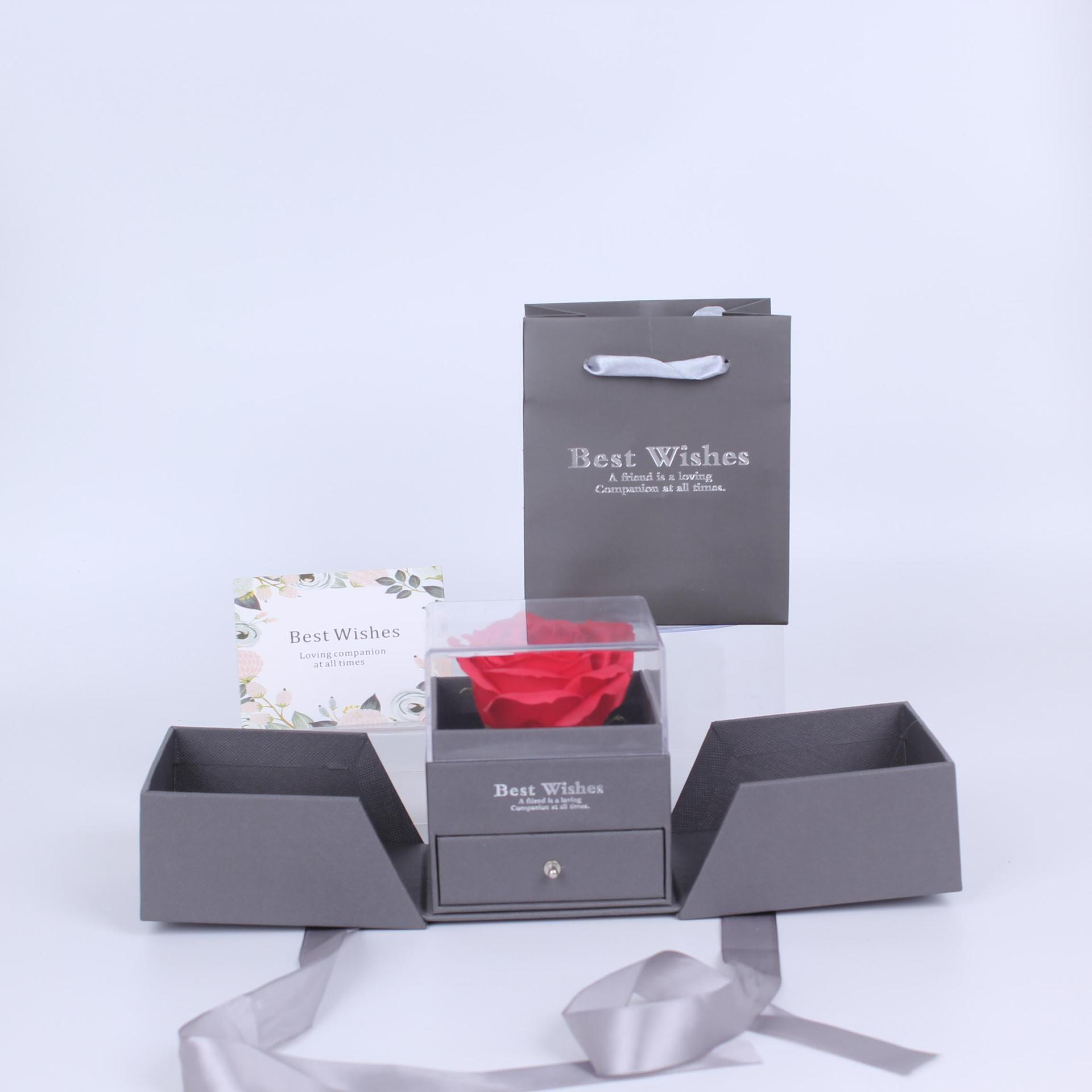 Valentine's Day Double-Door Rose-Shaped Lipstick and Jewelry Gift Set
