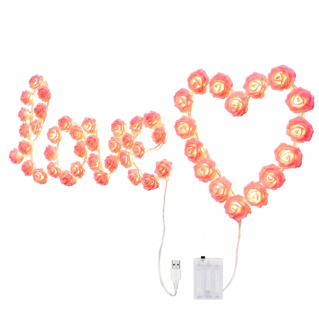 LED Valentine's Day Rose String Lights, USB String Lights