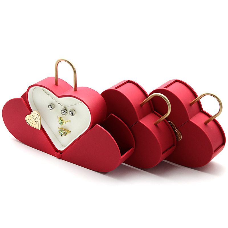 Creative Love Lock Heart-Shaped Double-Door Jewelry Box