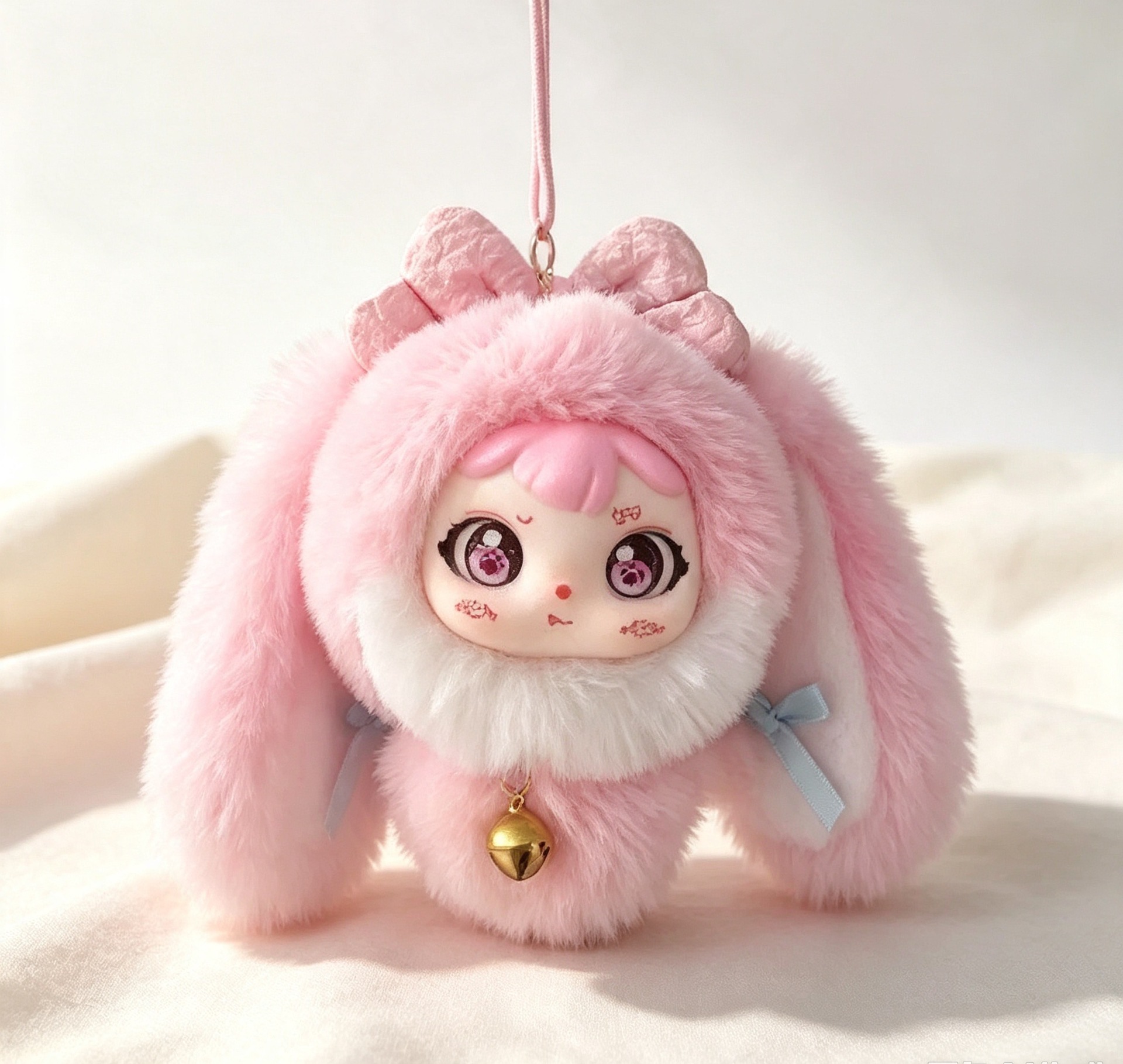 Cartoon-Style Vinyl-Coated Plush Keychain