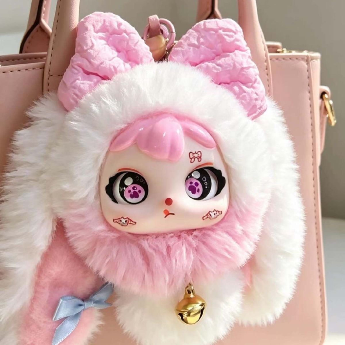 Cartoon-Style Vinyl-Coated Plush Keychain