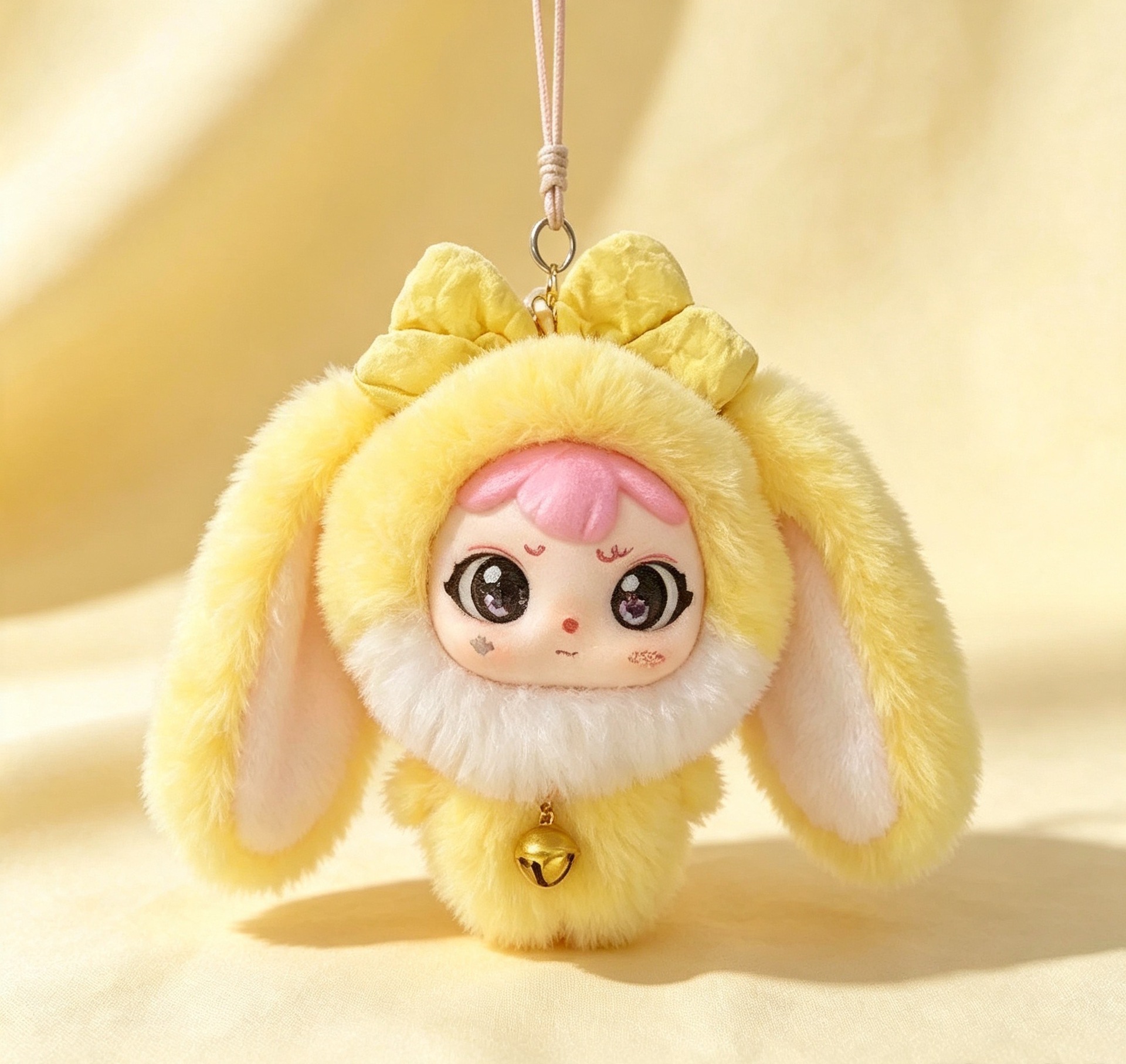 Cartoon-Style Vinyl-Coated Plush Keychain