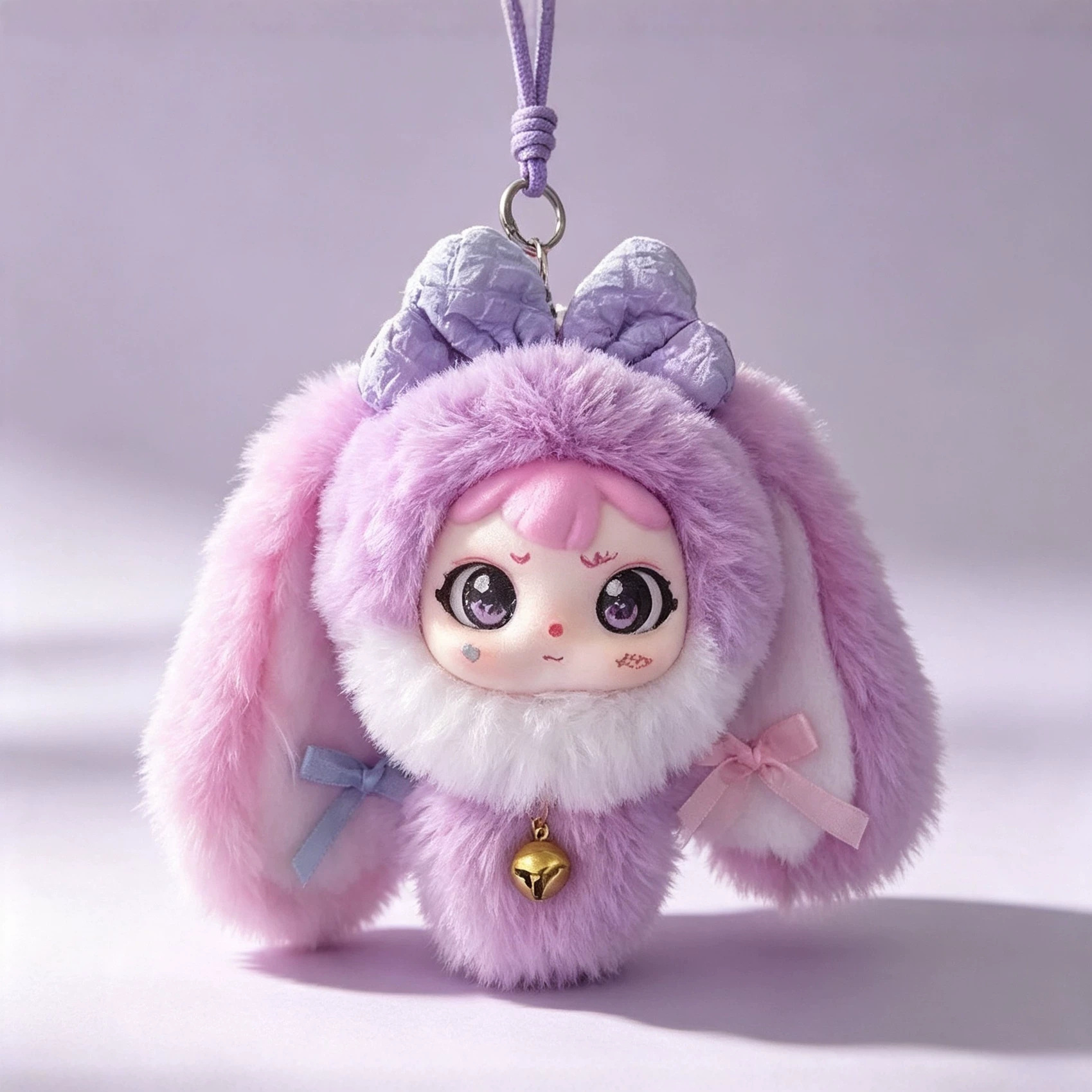 Cartoon-Style Vinyl-Coated Plush Keychain