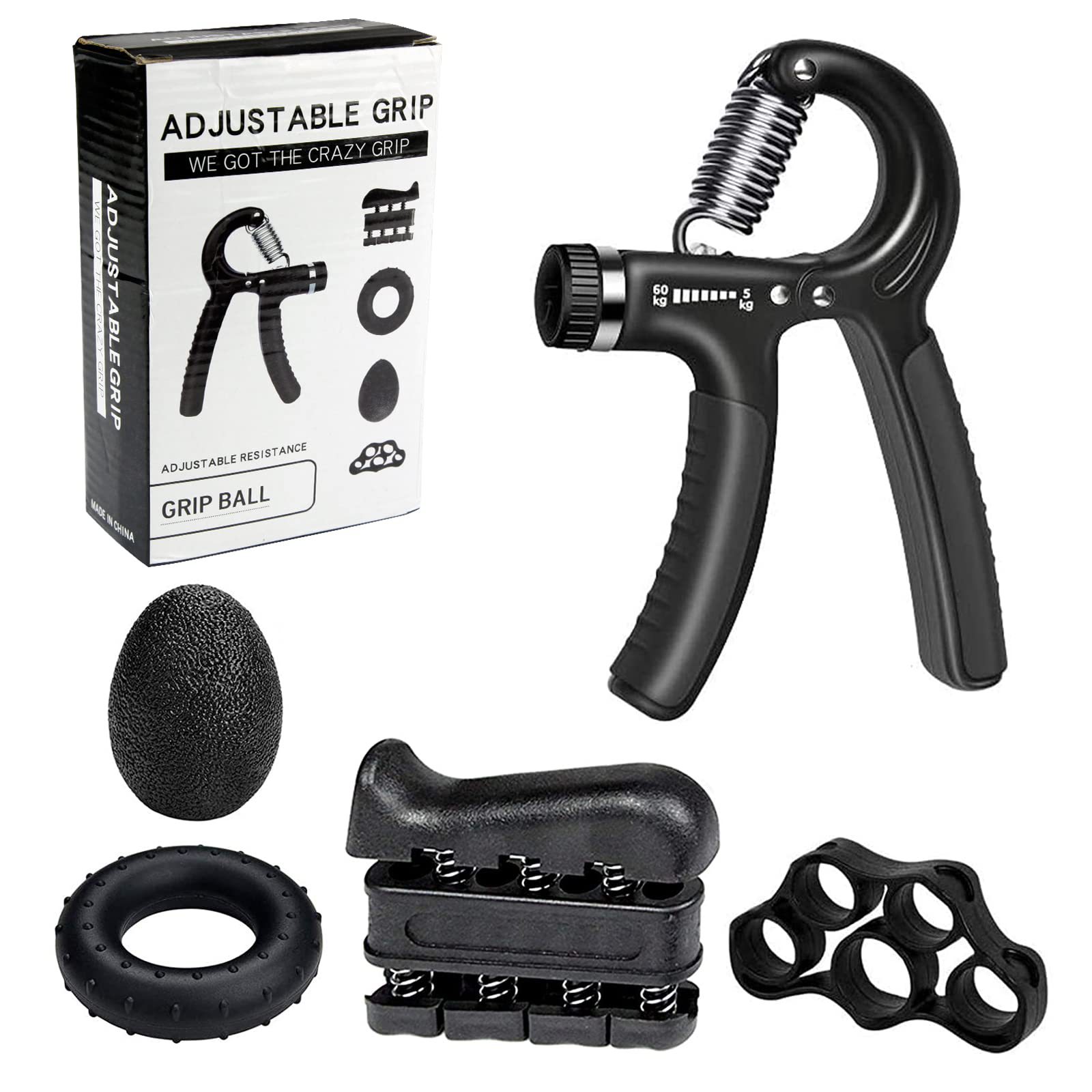 Adjustable Hand Gripper and Hand Exerciser Set