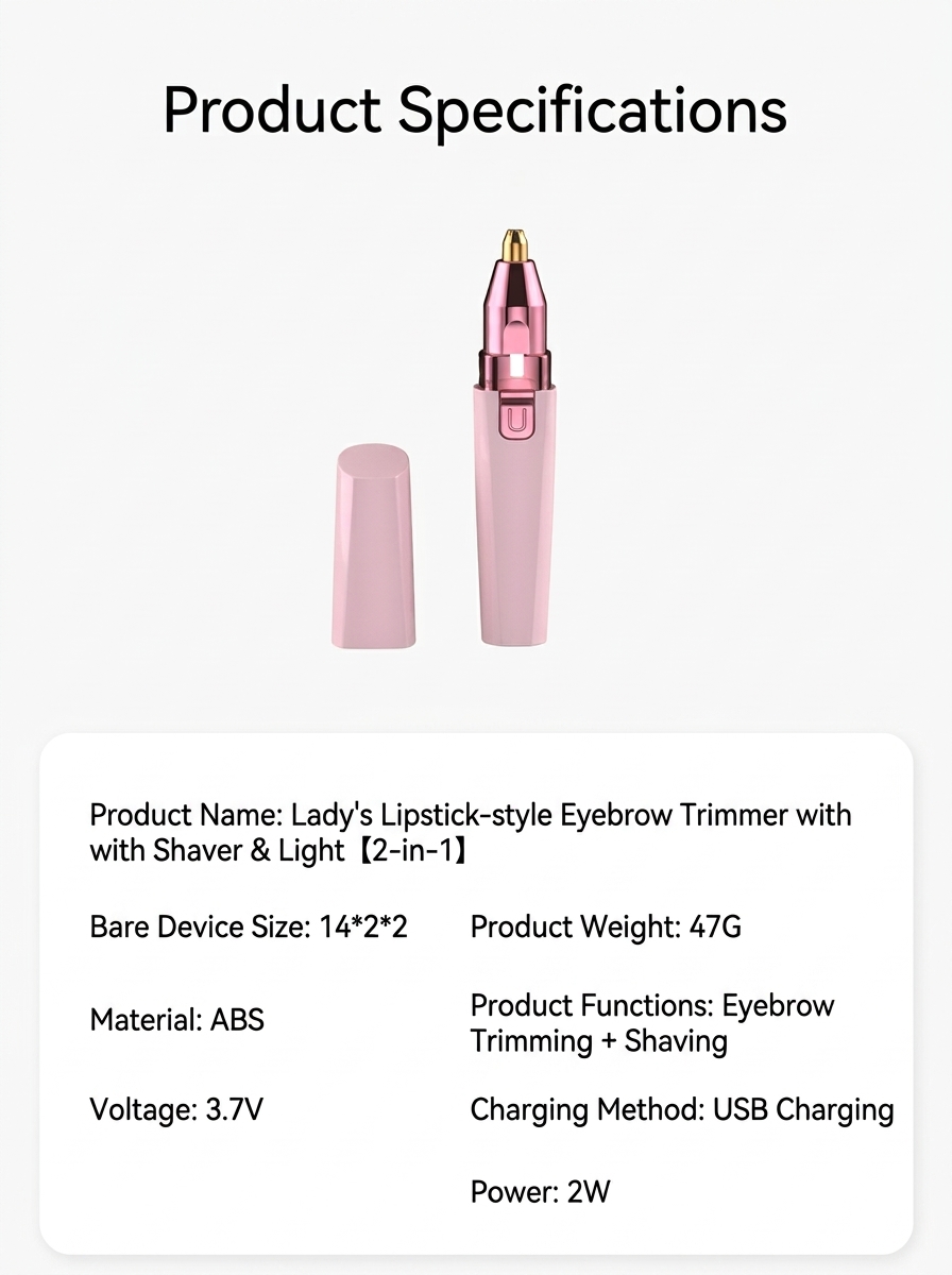 2-in-1 Electric Eyebrow Trimmer (Lipstick Style) for Women