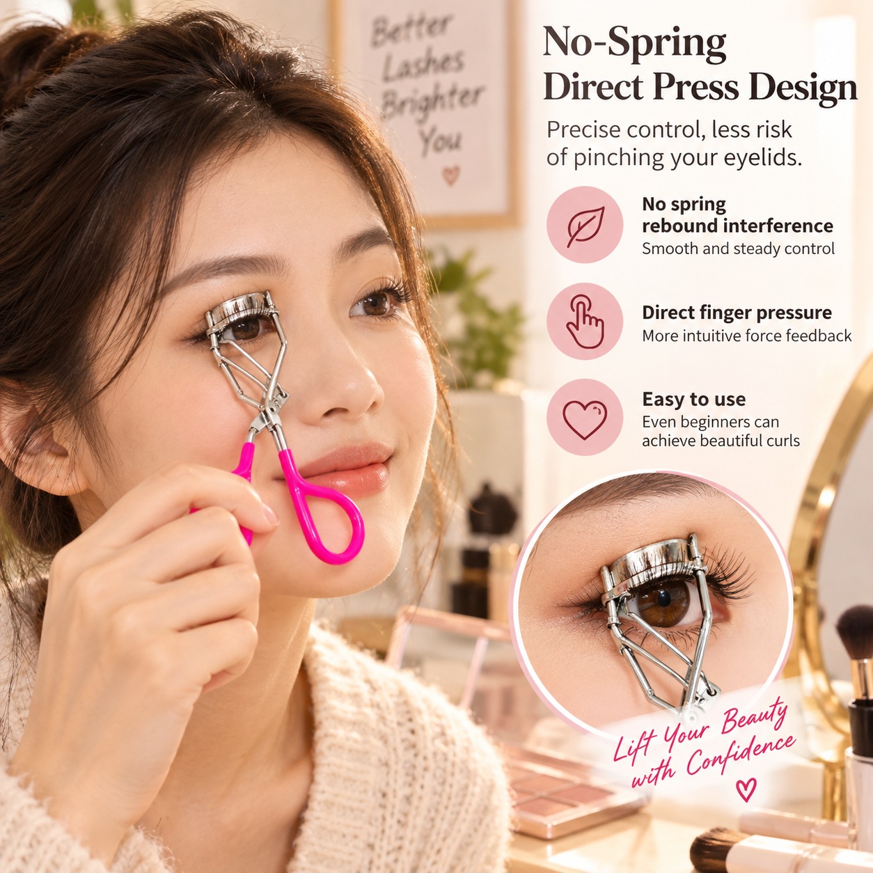 Plastic-Coated Eyelash Curler Without a Spring