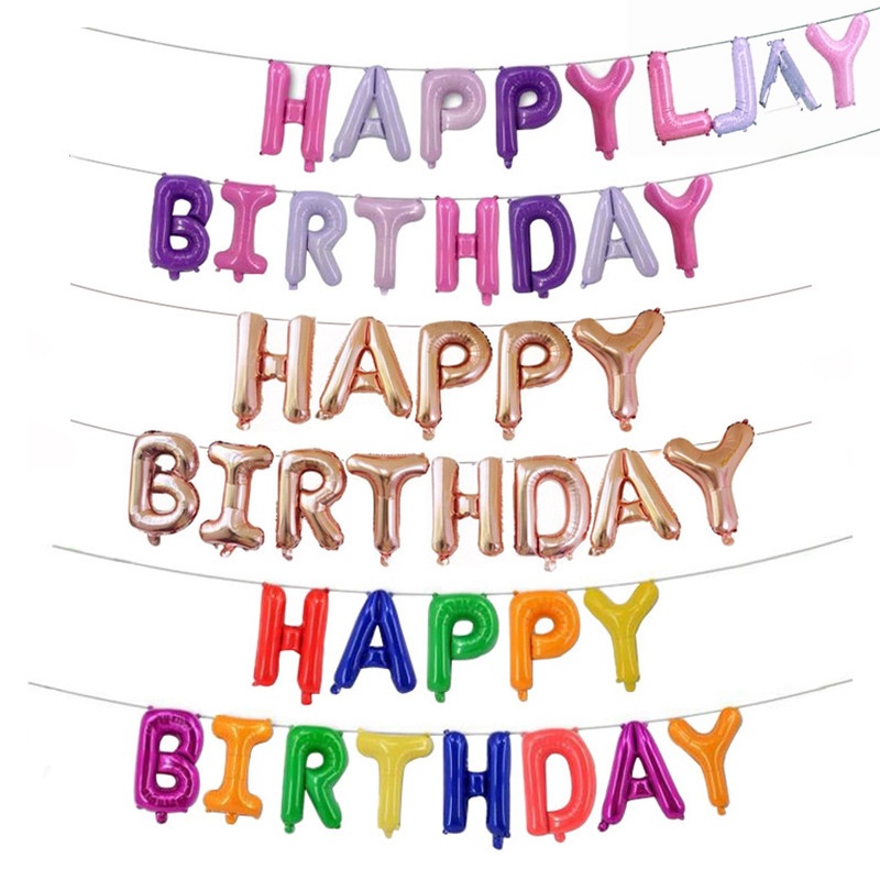 "HAPPY BIRTHDAY" Letter Balloons—Deluxe Children's Birthday Decoration Set—Foil Balloon Props