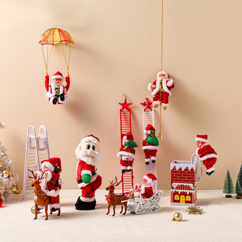Motorized Climbing Santa Claus | Motorized Ladder Climbing Feature | Durable Plastic | Approx. 30 cm | Christmas Tree/Chimney/Storefront Holiday Decor | Automatic Climbing—Fun and Eye-Catching 🎅🎄