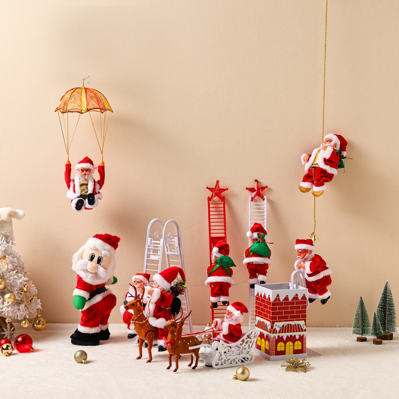 Motorized Climbing Santa Claus | Motorized Ladder Climbing Feature | Durable Plastic | Approx. 30 cm | Christmas Tree/Chimney/Storefront Holiday Decor | Automatic Climbing—Fun and Eye-Catching 🎅🎄