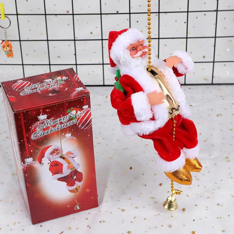 Motorized Climbing Santa Claus | Motorized Ladder Climbing Feature | Durable Plastic | Approx. 30 cm | Christmas Tree/Chimney/Storefront Holiday Decor | Automatic Climbing—Fun and Eye-Catching 🎅🎄