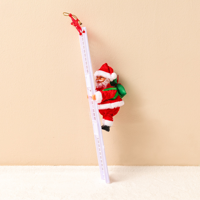 Motorized Climbing Santa Claus | Motorized Ladder Climbing Feature | Durable Plastic | Approx. 30 cm | Christmas Tree/Chimney/Storefront Holiday Decor | Automatic Climbing—Fun and Eye-Catching 🎅🎄
