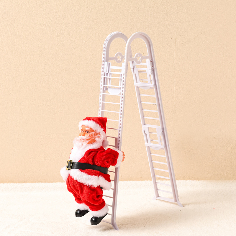 Motorized Climbing Santa Claus | Motorized Ladder Climbing Feature | Durable Plastic | Approx. 30 cm | Christmas Tree/Chimney/Storefront Holiday Decor | Automatic Climbing—Fun and Eye-Catching 🎅🎄