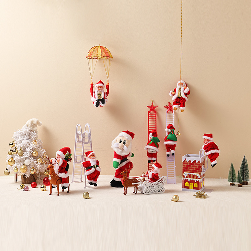 Motorized Climbing Santa Claus | Motorized Ladder Climbing Feature | Durable Plastic | Approx. 30 cm | Christmas Tree/Chimney/Storefront Holiday Decor | Automatic Climbing—Fun and Eye-Catching 🎅🎄