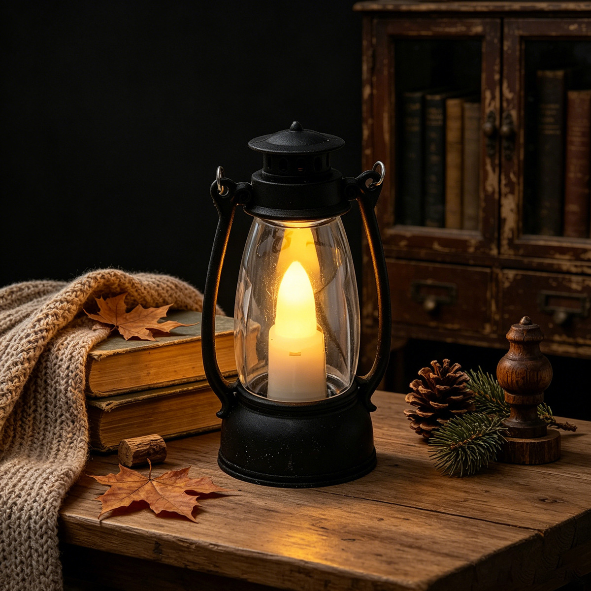 Mini Pony Lamp | LED Electronic Candle | Retro-Style Handheld Kerosene Lamp | Christmas Tabletop Decor | Portable Decorative Light