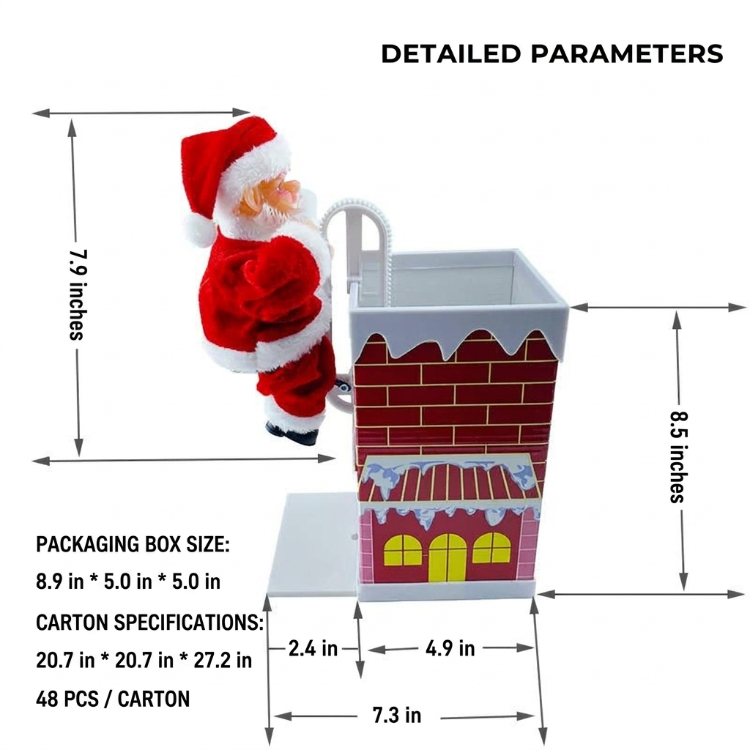 Motorized Climbing Santa Claus | Motorized Ladder Climbing Feature | Durable Plastic | Approx. 30 cm | Christmas Tree/Chimney/Storefront Holiday Decor | Automatic Climbing—Fun and Eye-Catching 🎅🎄