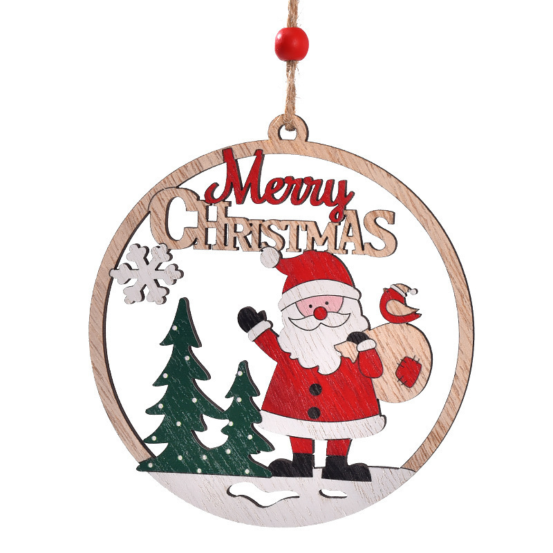 Christmas Openwork Wooden Tag Ornament, 4.7 x 4.3 x 0.4 inches