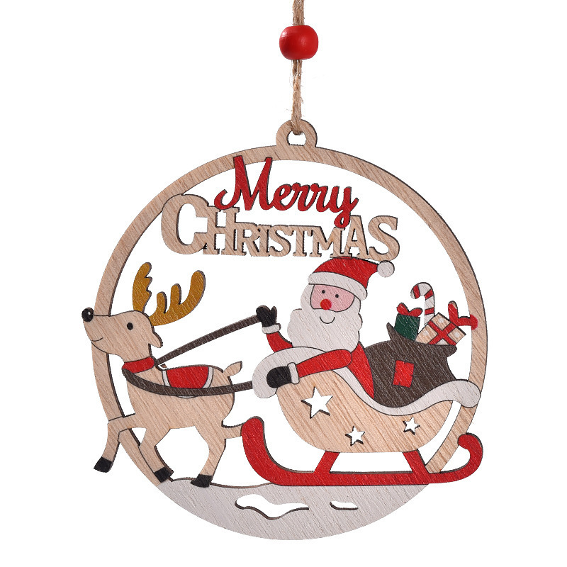 Christmas Openwork Wooden Tag Ornament, 4.7 x 4.3 x 0.4 inches