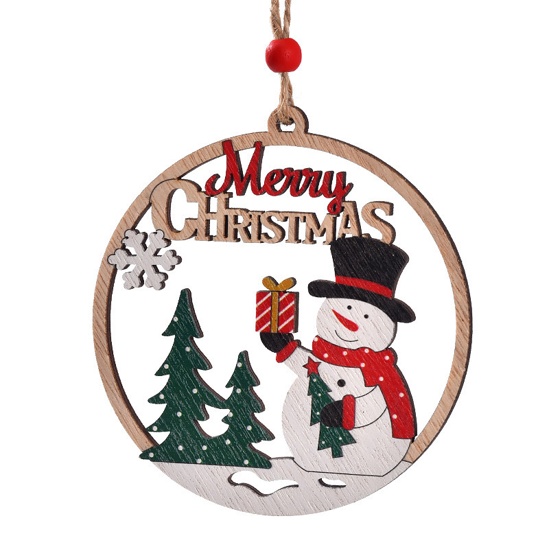 Christmas Openwork Wooden Tag Ornament, 4.7 x 4.3 x 0.4 inches