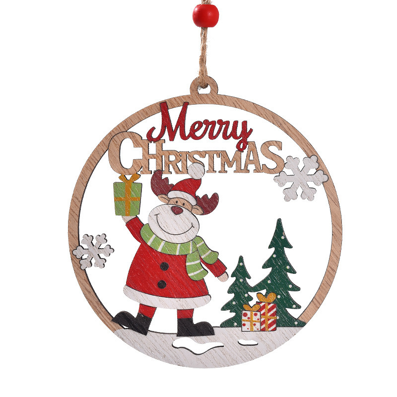 Christmas Openwork Wooden Tag Ornament, 4.7 x 4.3 x 0.4 inches