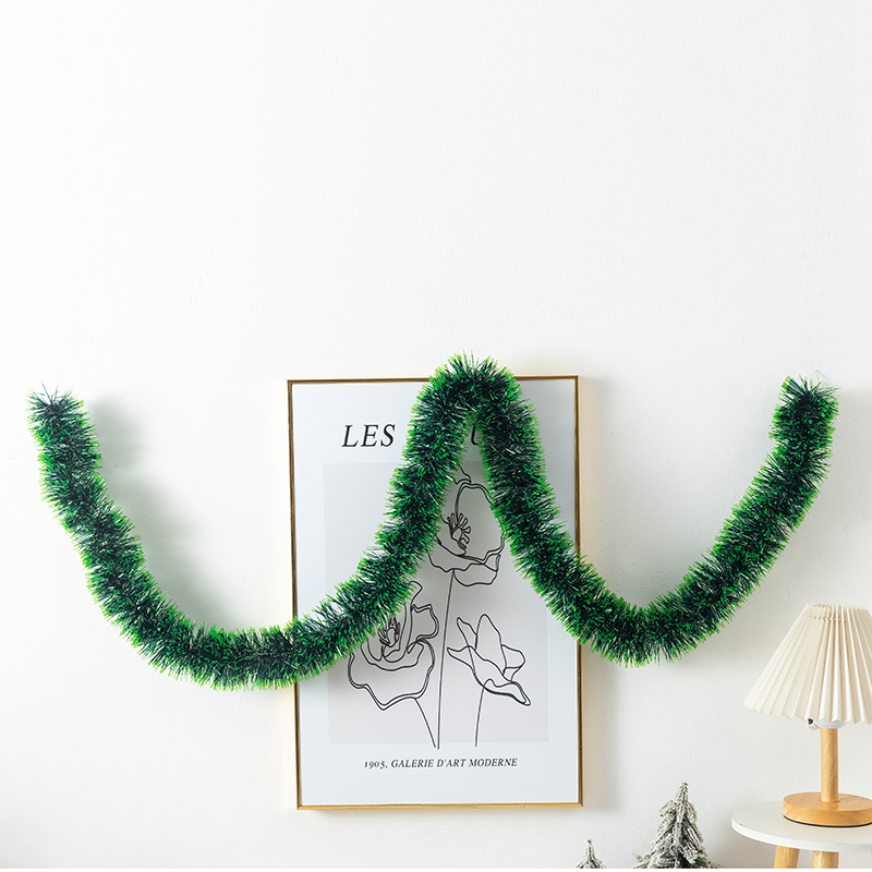 Christmas Dark Green Fuzzy Yarn with White Edges and Snowflake Pattern, 78 inches—Create a Rich, Snowy Festive Atmosphere