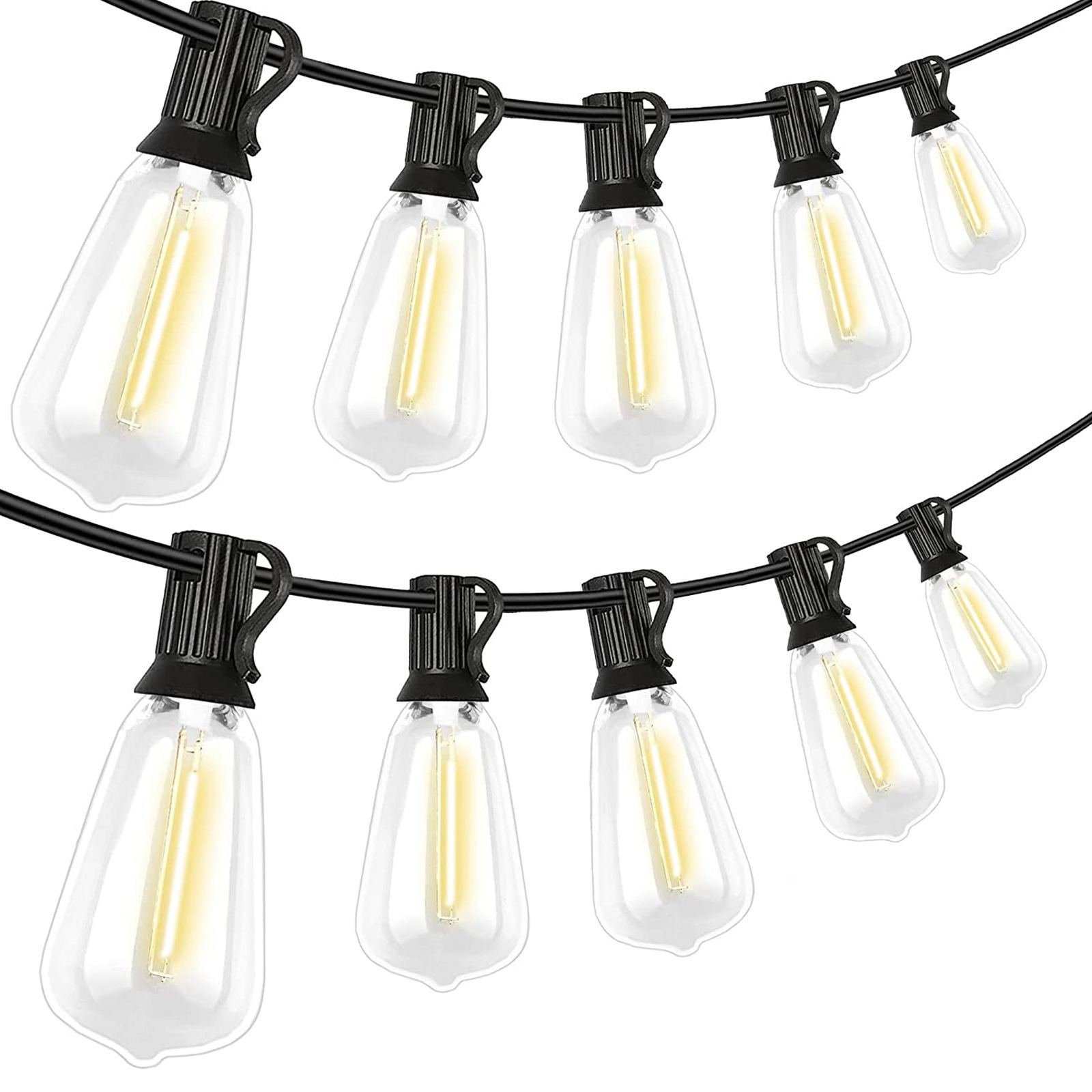 Brightever LED Outdoor String Lights, ST38 Vintage Edison Bulb Garden Lights—Waterproof Outdoor Chandelier Suitable for Porches, Decks, Gardens, and Backyards