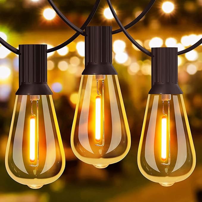 Brightever LED Outdoor String Lights, ST38 Vintage Edison Bulb Garden Lights—Waterproof Outdoor Chandelier Suitable for Porches, Decks, Gardens, and Backyards