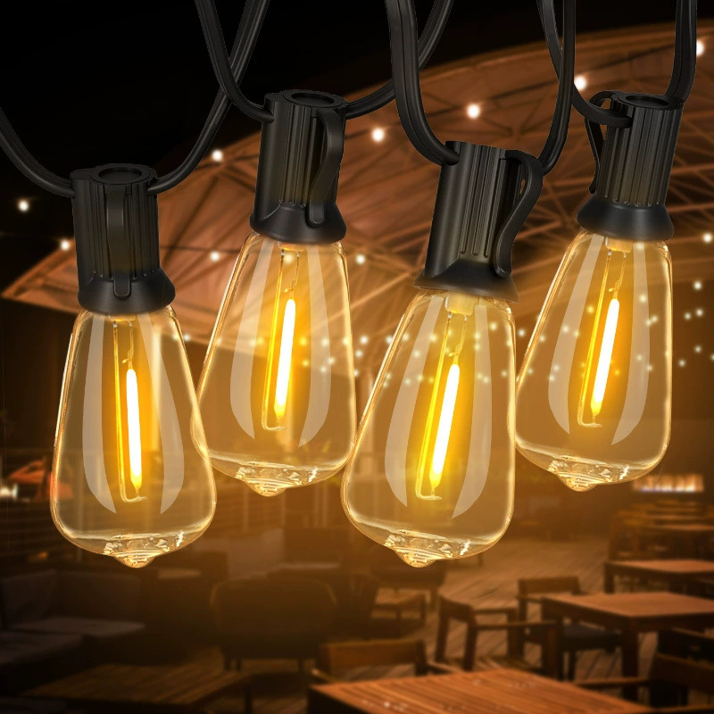 Brightever LED Outdoor String Lights, ST38 Vintage Edison Bulb Garden Lights—Waterproof Outdoor Chandelier Suitable for Porches, Decks, Gardens, and Backyards