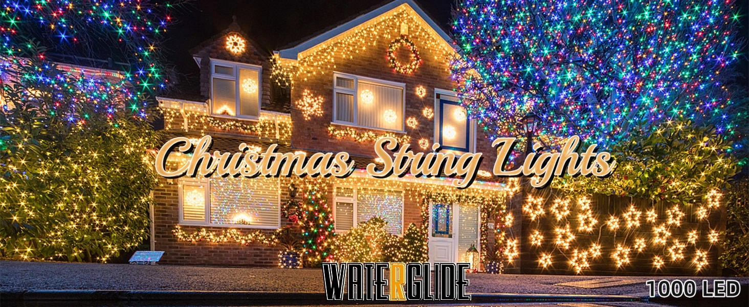 328-foot warm white LED Christmas light string with 1,000 bulbs, featuring invisible green wiring and multiple remote control modes. IP65 waterproof and cold-resistant, designed specifically for Christmas trees, gardens, and weddings.