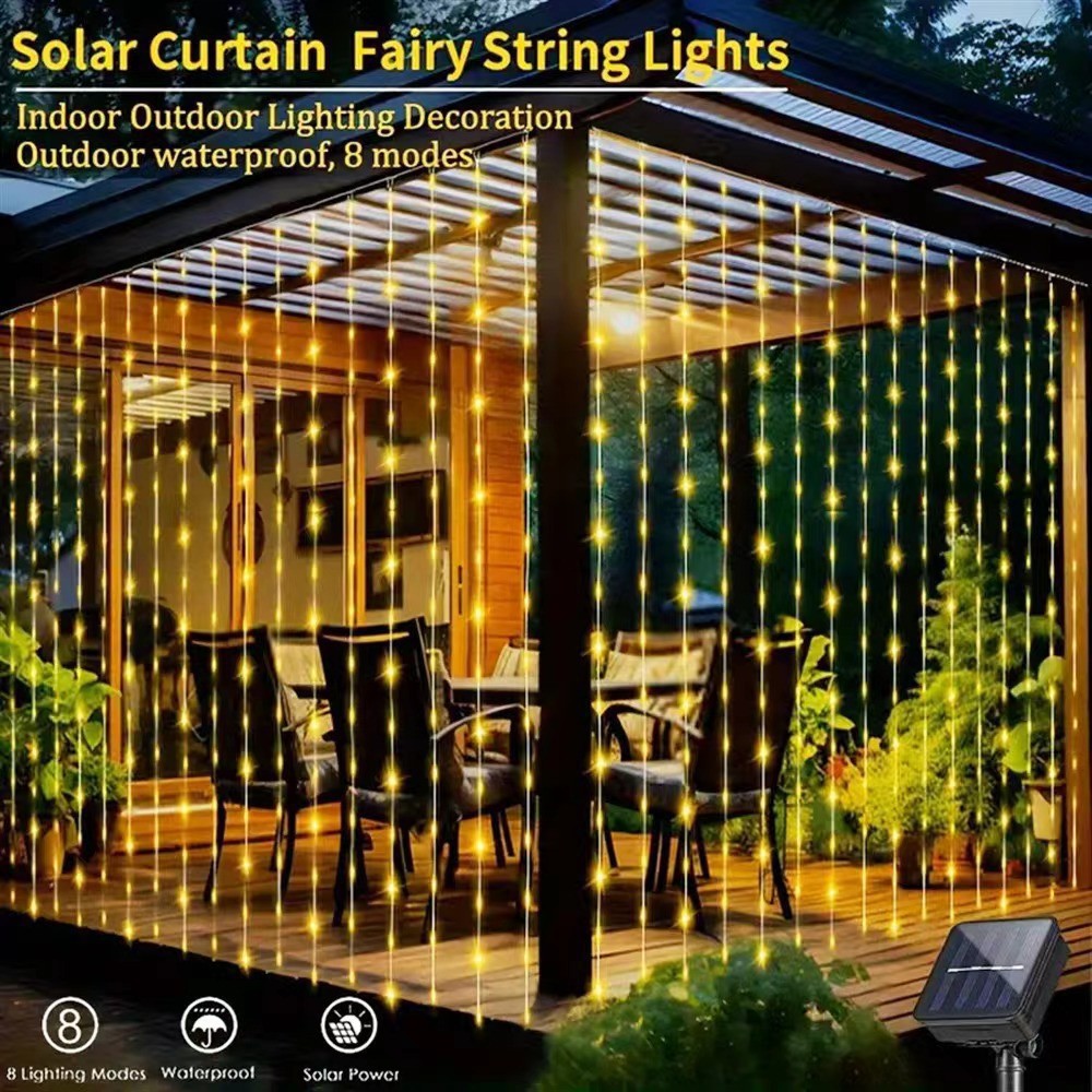 300 LED Fairy Curtain String Lights, 10 x 10 feet (approx. 3 x 3 meters), with Remote Control, Suitable for Bedroom, Wedding, Party, Holiday, and Christmas Decorations (Warm White)