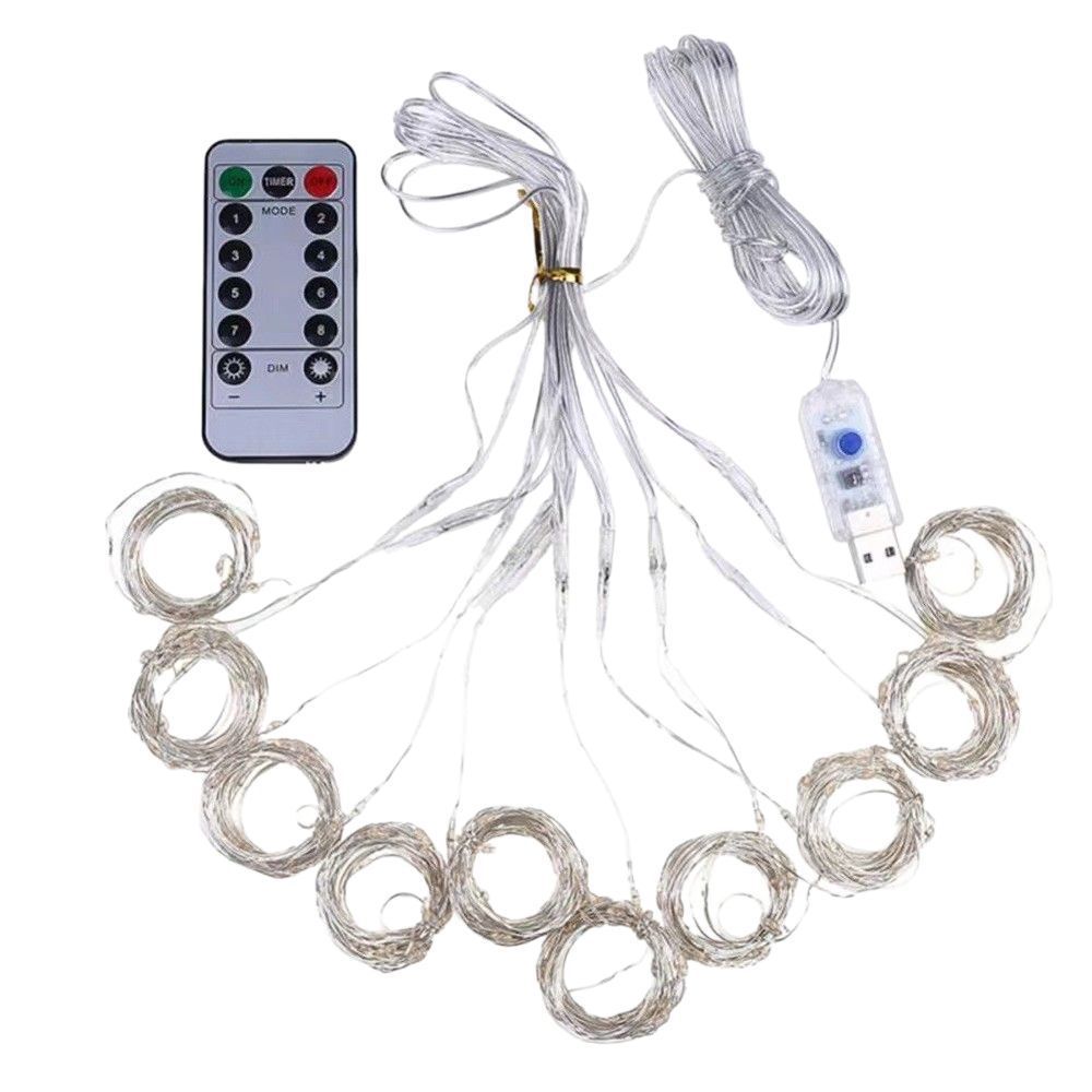 300 LED Fairy Curtain String Lights, 10 x 10 feet (approx. 3 x 3 meters), with Remote Control, Suitable for Bedroom, Wedding, Party, Holiday, and Christmas Decorations (Warm White)
