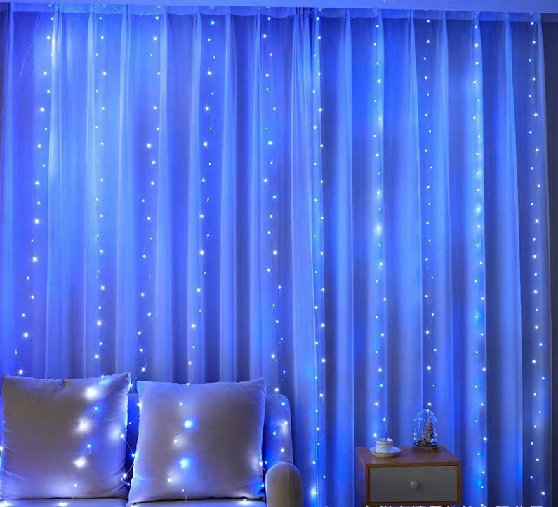 300 LED Fairy Curtain String Lights, 10 x 10 feet (approx. 3 x 3 meters), with Remote Control, Suitable for Bedroom, Wedding, Party, Holiday, and Christmas Decorations (Warm White)