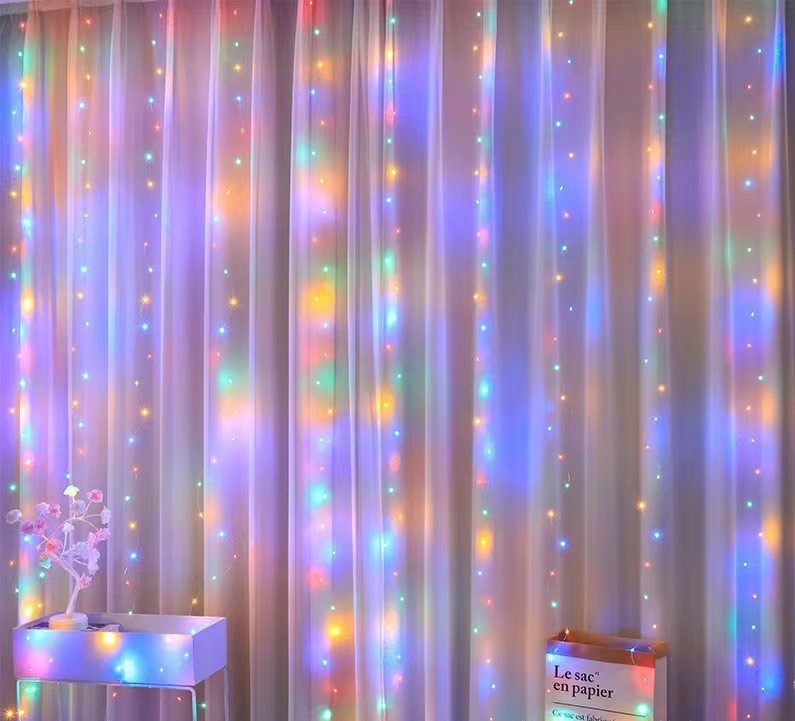 300 LED Fairy Curtain String Lights, 10 x 10 feet (approx. 3 x 3 meters), with Remote Control, Suitable for Bedroom, Wedding, Party, Holiday, and Christmas Decorations (Warm White)