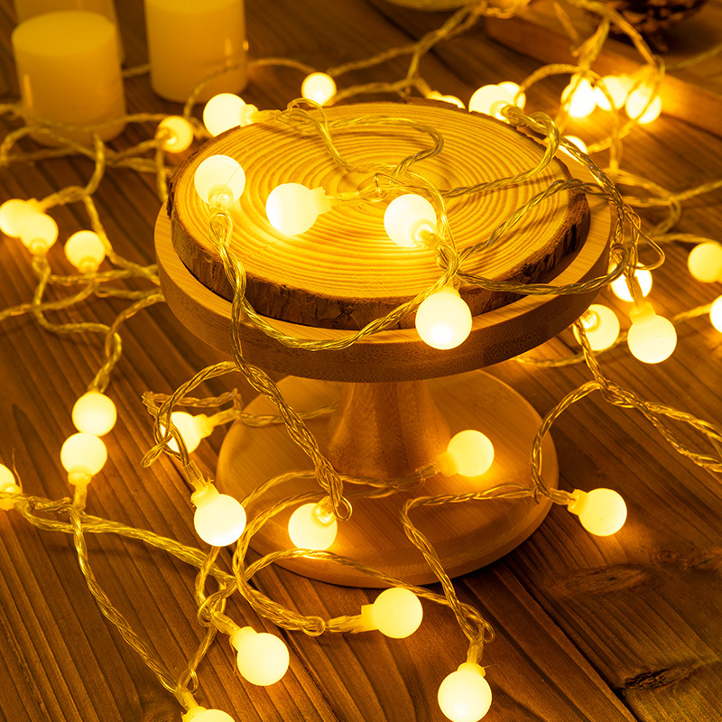 LED Outdoor Camping Mini Round Star String Lights (Warm White) | Battery/USB Dual-Powered, Waterproof Outdoor Decorative Lights | Perfect for camping canopies, tents, Christmas, and other holidays,