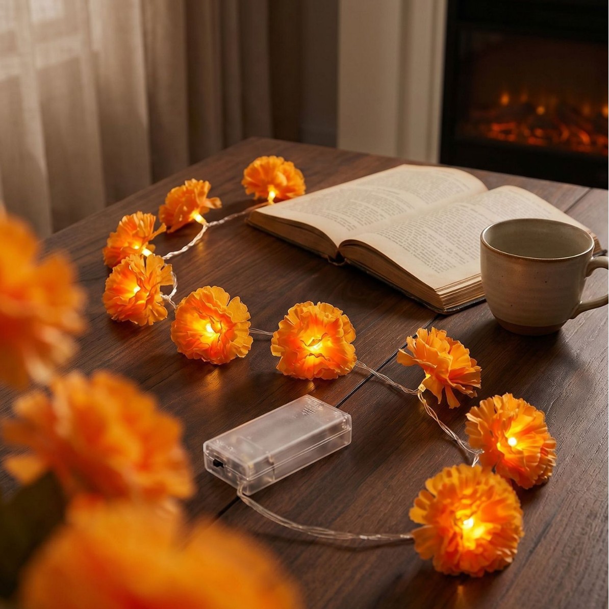 Celebration LED Warm Orange Halloween Decorative Lights—Marigold, Ghost Festival, Carnival, Night Party, Holiday String Lights