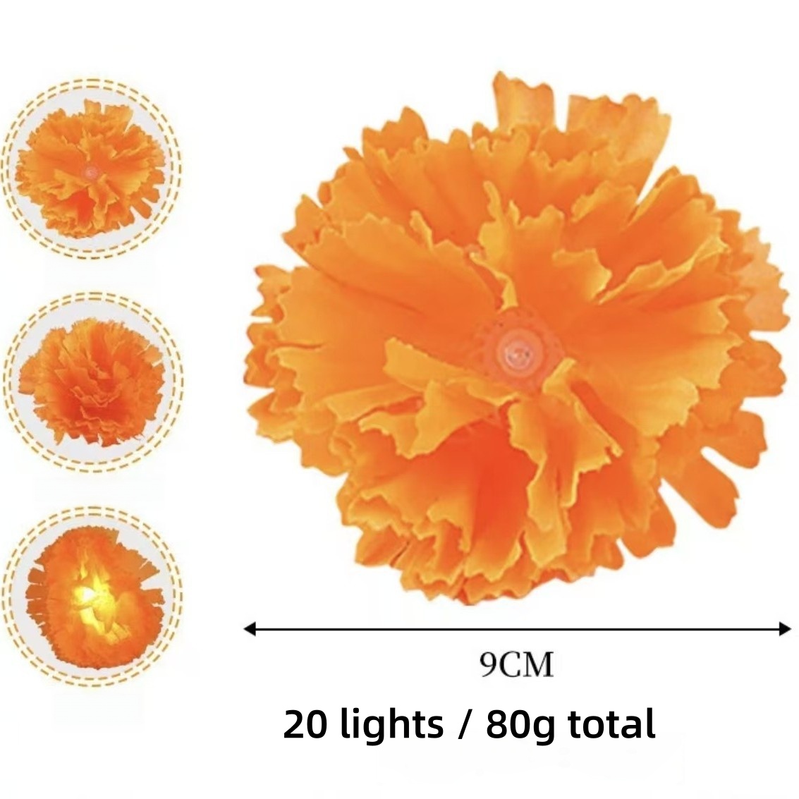 Celebration LED Warm Orange Halloween Decorative Lights—Marigold, Ghost Festival, Carnival, Night Party, Holiday String Lights