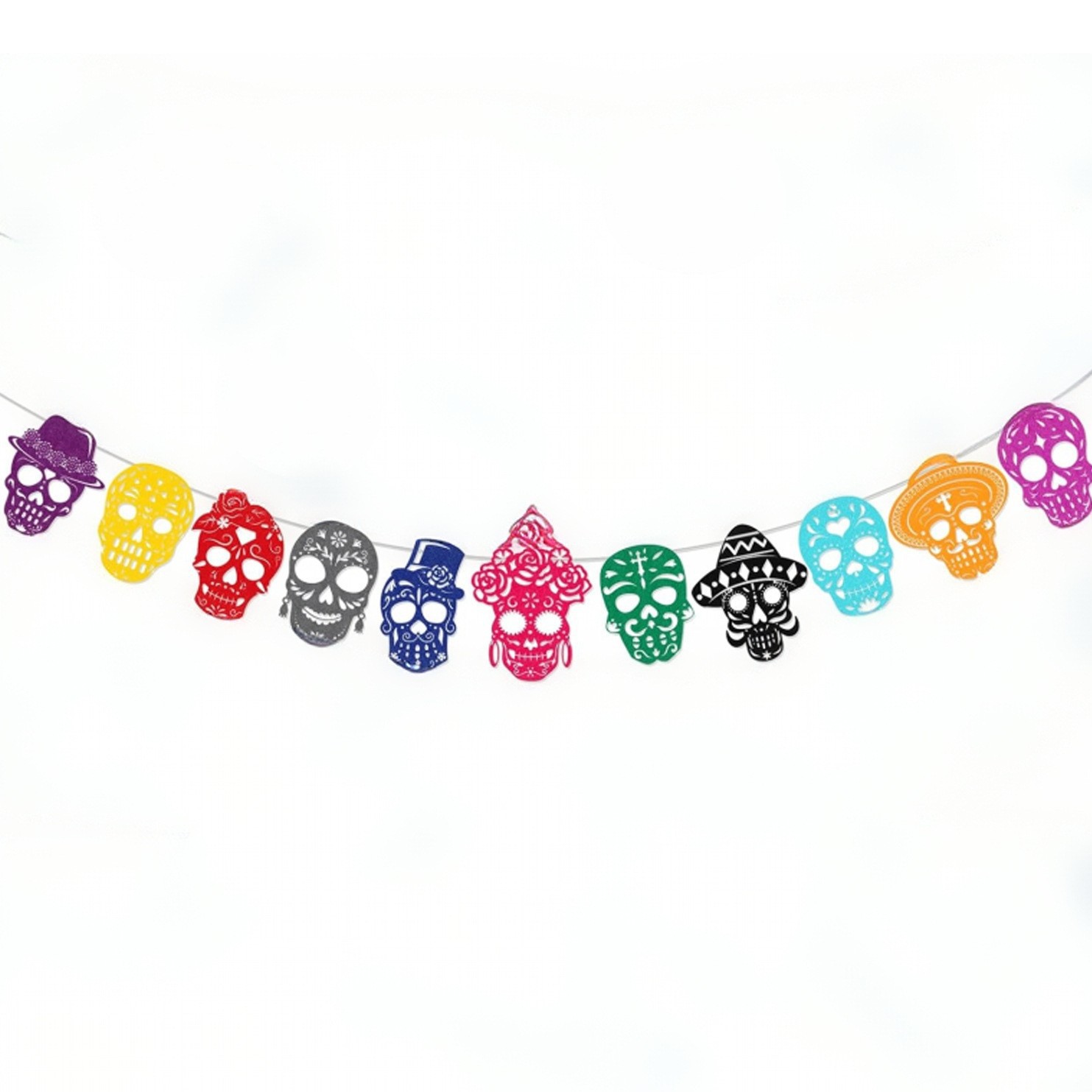 Mexican Felt Bunting, Mexican Carnival, Colorful Hollow-Core Bunting, Square, Perfect for Party and Home Decor