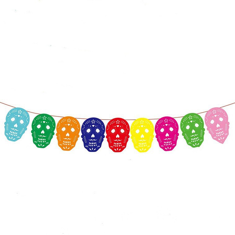 Mexican Felt Bunting, Mexican Carnival, Colorful Hollow-Core Bunting, Square, Perfect for Party and Home Decor