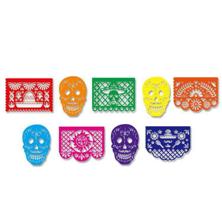 Mexican Felt Bunting, Mexican Carnival, Colorful Hollow-Core Bunting, Square, Perfect for Party and Home Decor