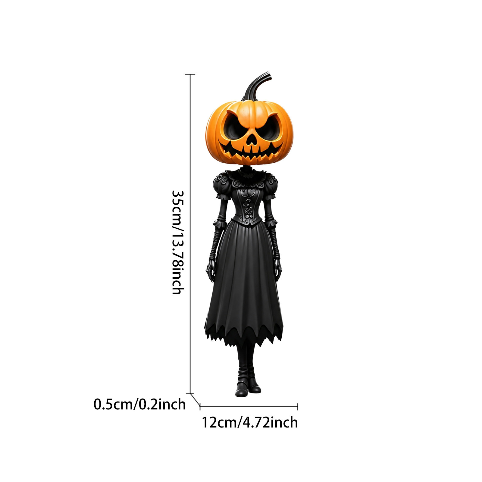 Resin Pumpkin Head Statue Ornament—Modern, Minimalist Halloween Decorative Craft—Desktop Display Piece