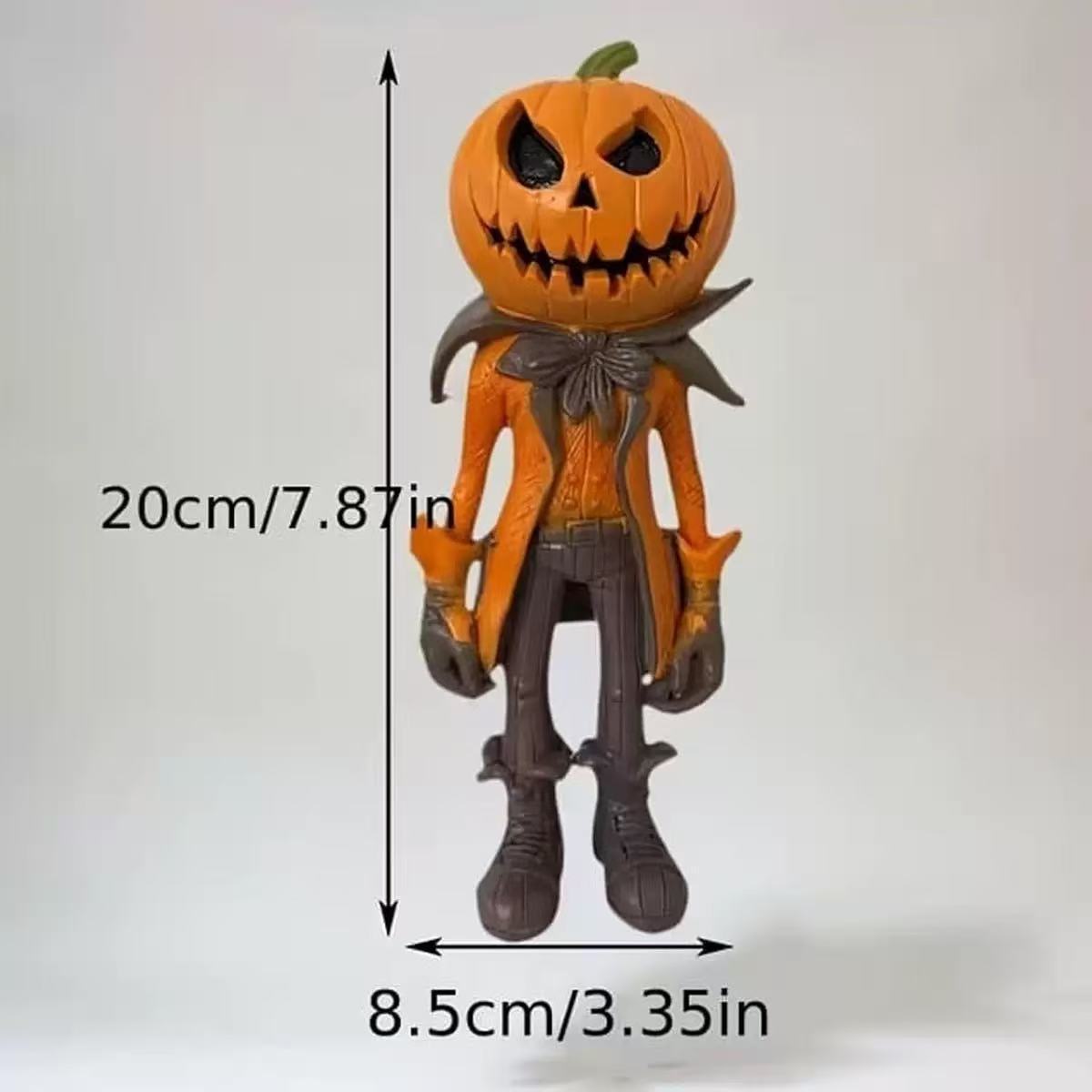 Resin Pumpkin Head Statue Ornament—Modern, Minimalist Halloween Decorative Craft—Desktop Display Piece