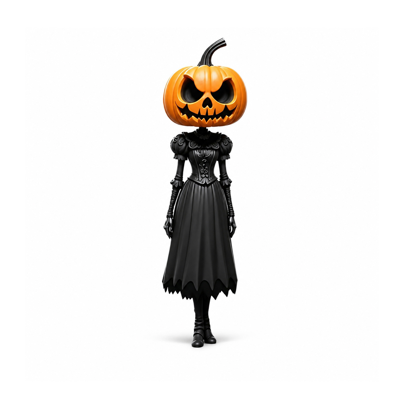 Resin Pumpkin Head Statue Ornament—Modern, Minimalist Halloween Decorative Craft—Desktop Display Piece